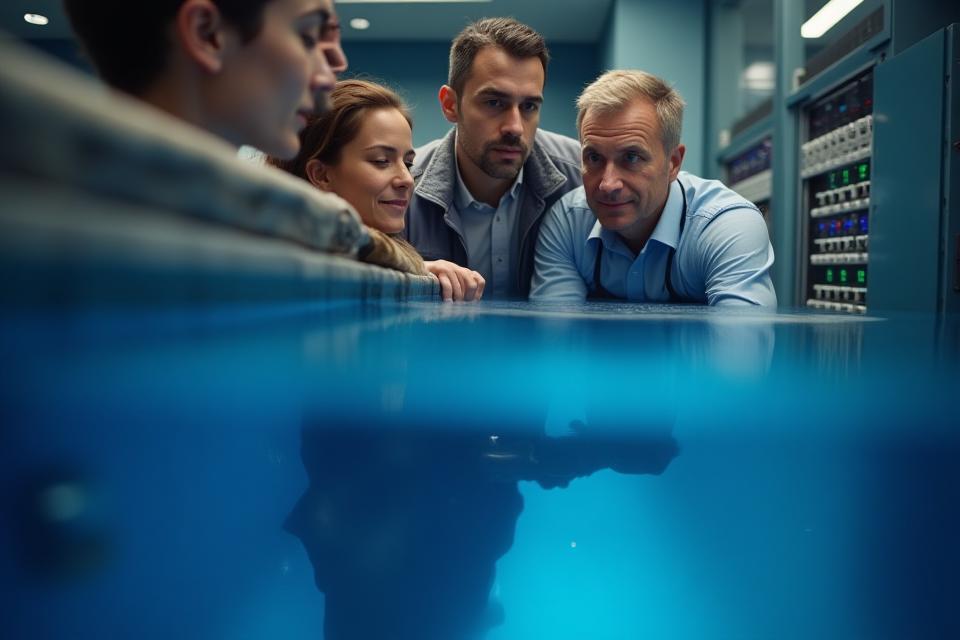 Equipo técnico de AquaLingo supervisando instalación